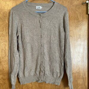 Heather brown button front cardigan